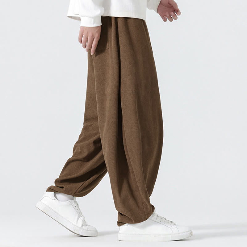 Nimara Ritual Fall Solid Color Corduroy Men's Harem Pants With Pockets