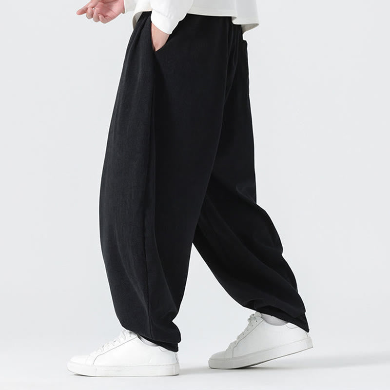Nimara Ritual Fall Solid Color Corduroy Men's Harem Pants With Pockets