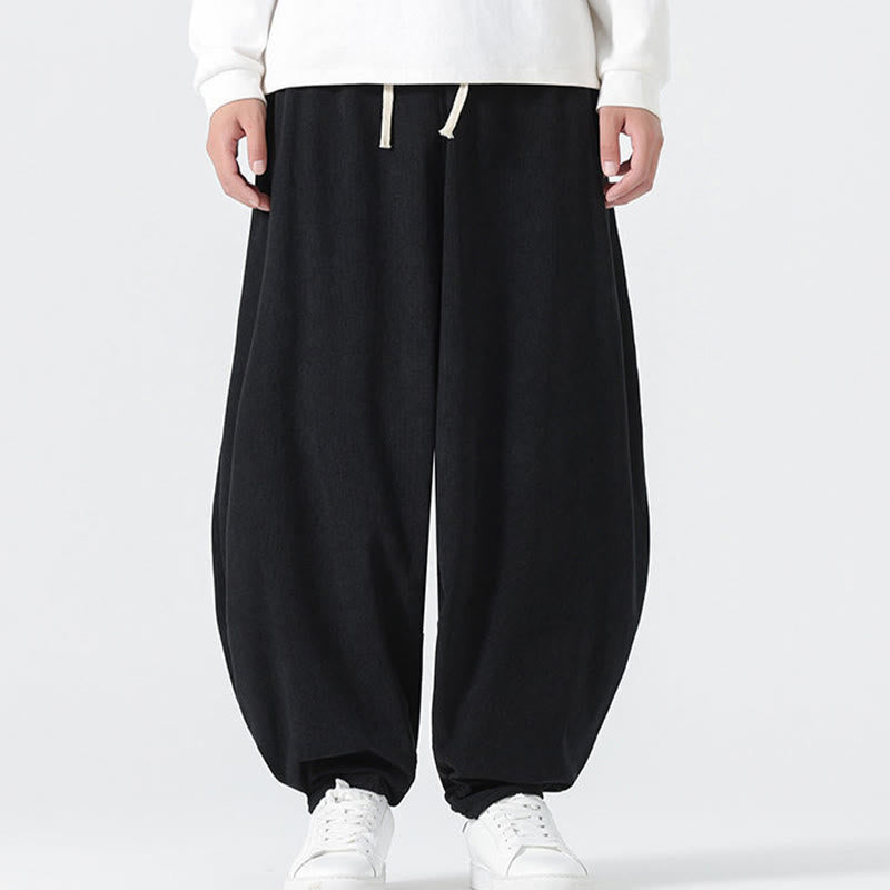 Nimara Ritual Fall Solid Color Corduroy Men's Harem Pants With Pockets