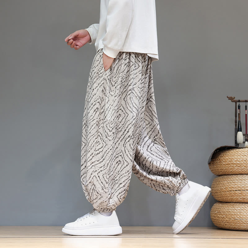 Nimara Ritual Fall Texture Drawstring Design Corduroy Cotton Linen Men's Harem Pants With Pockets