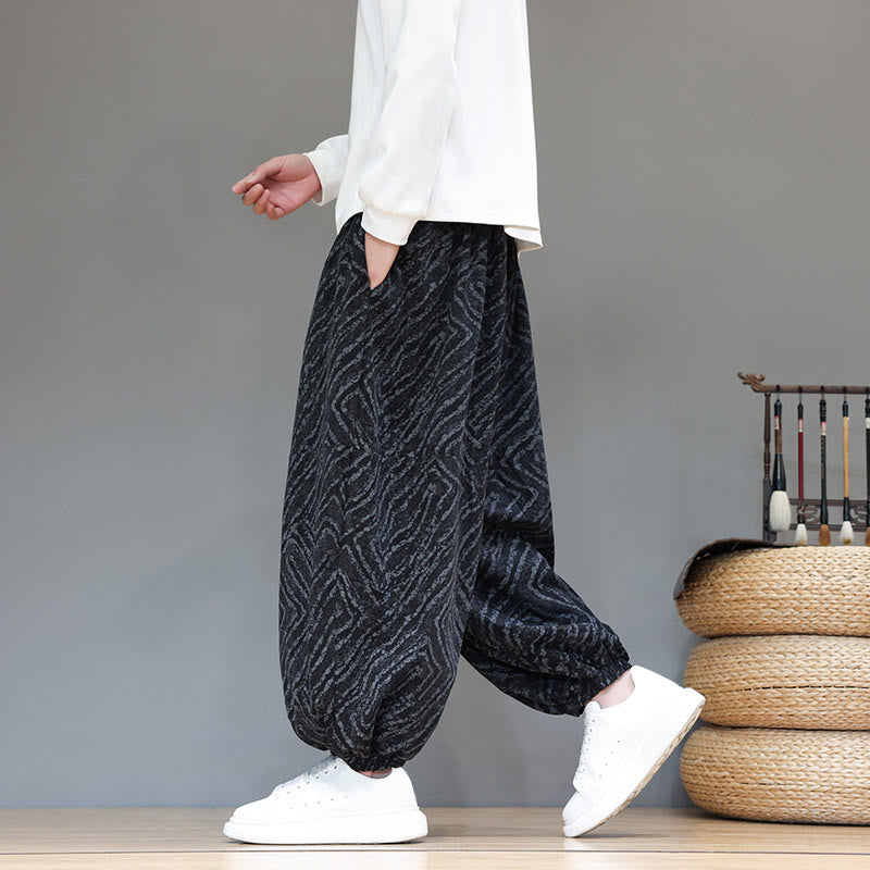 Nimara Ritual Fall Texture Drawstring Design Corduroy Cotton Linen Men's Harem Pants With Pockets