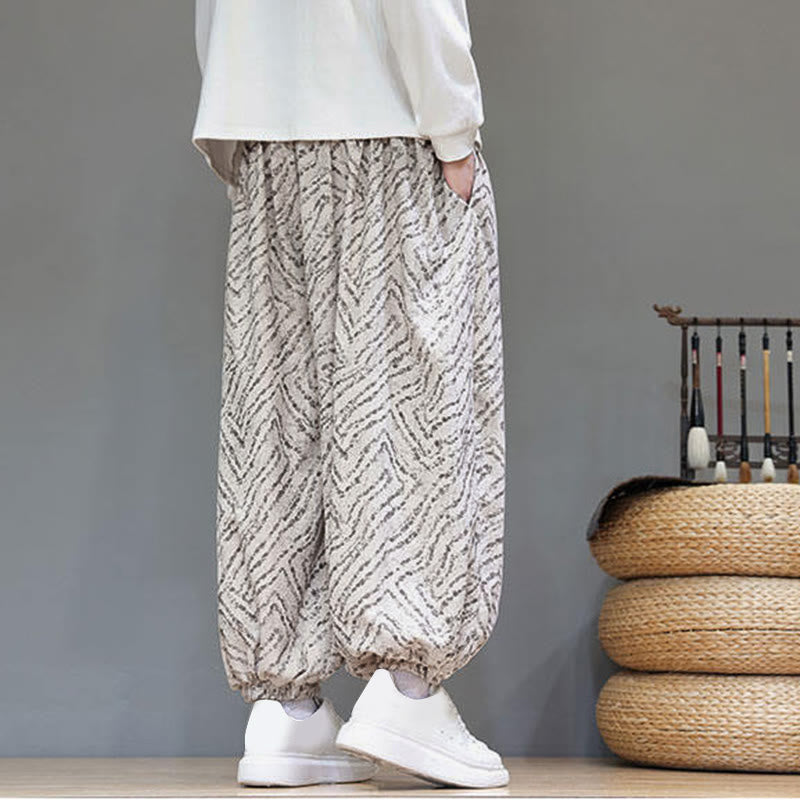 Nimara Ritual Fall Texture Drawstring Design Corduroy Cotton Linen Men's Harem Pants With Pockets