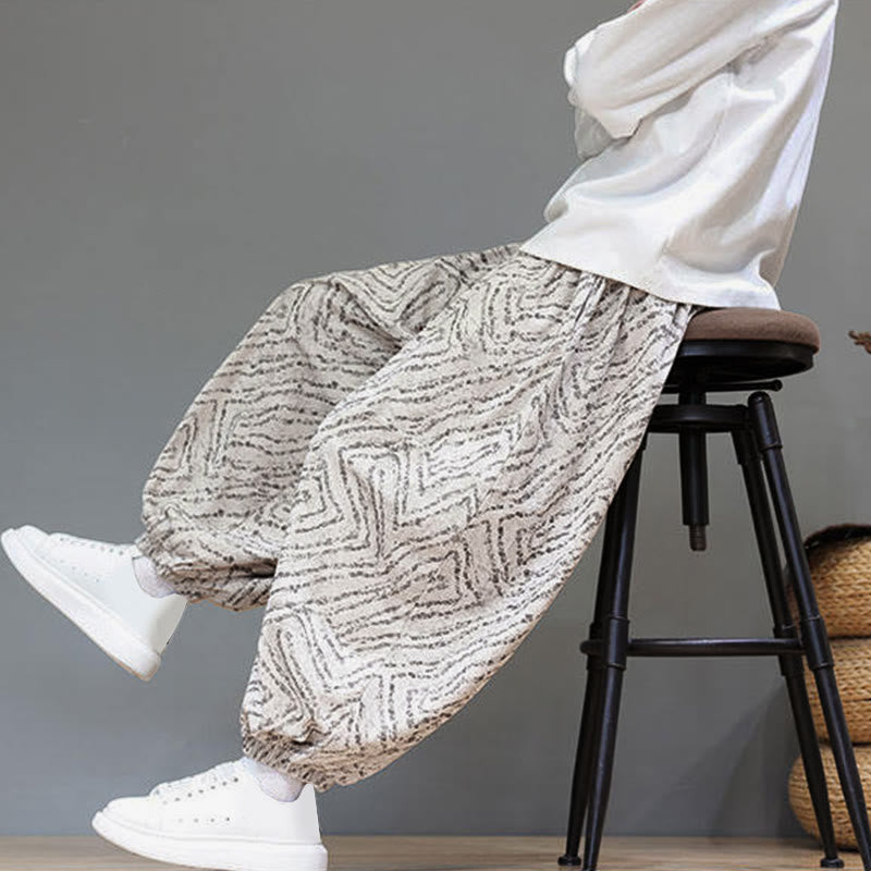 Nimara Ritual Fall Texture Drawstring Design Corduroy Cotton Linen Men's Harem Pants With Pockets