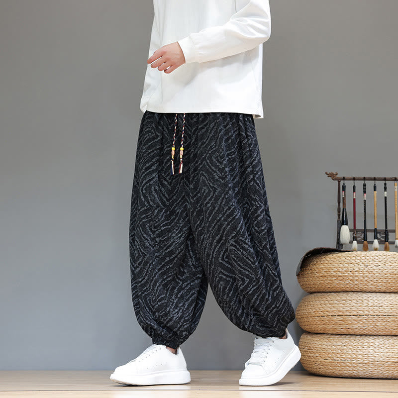 Nimara Ritual Fall Texture Drawstring Design Corduroy Cotton Linen Men's Harem Pants With Pockets