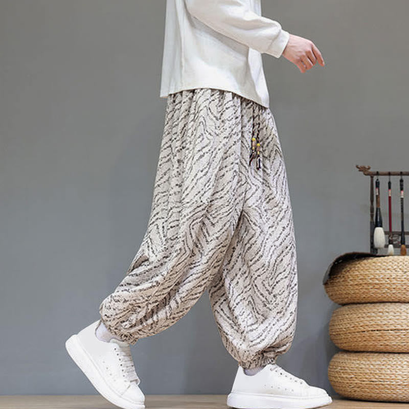 Nimara Ritual Fall Texture Drawstring Design Corduroy Cotton Linen Men's Harem Pants With Pockets