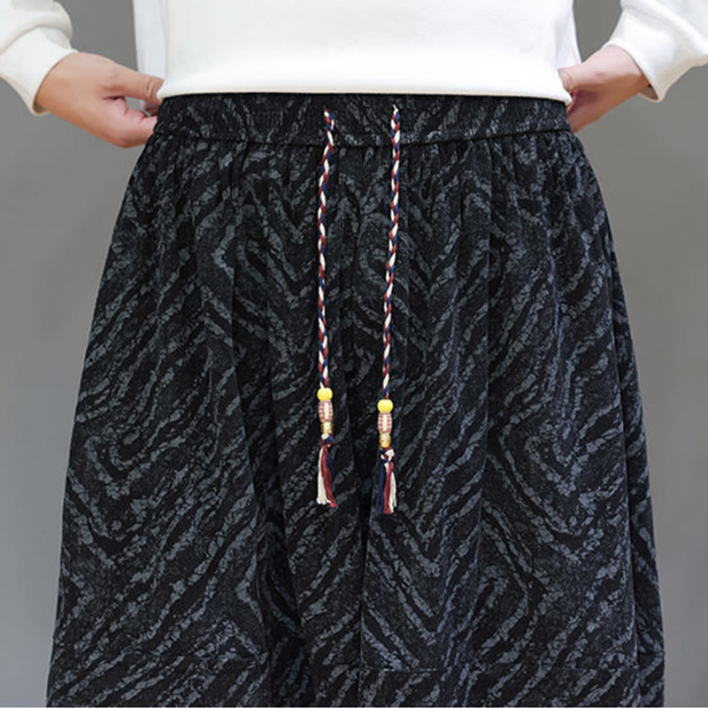 Nimara Ritual Fall Texture Drawstring Design Corduroy Cotton Linen Men's Harem Pants With Pockets