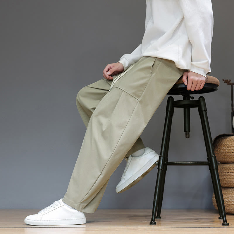 Nimara Ritual Fall Pure Color Cotton Men's Cropped Harem Pants With Pockets