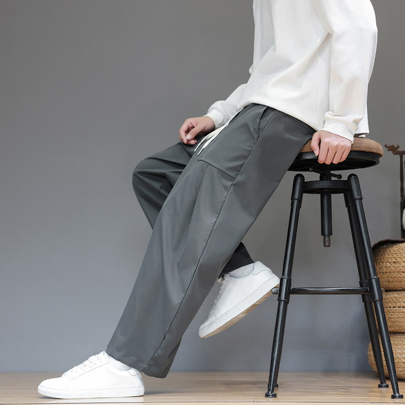 Nimara Ritual Fall Pure Color Cotton Men's Cropped Harem Pants With Pockets