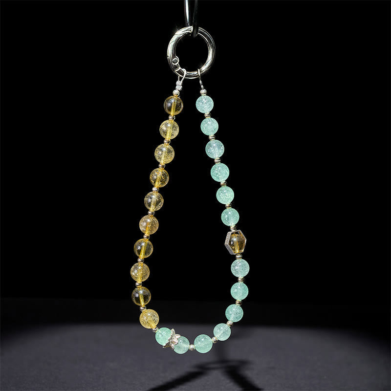 Nimara Ritual Green Strawberry Quartz Citrine Beaded Soothing Key Chain Phone Hanging Decoration