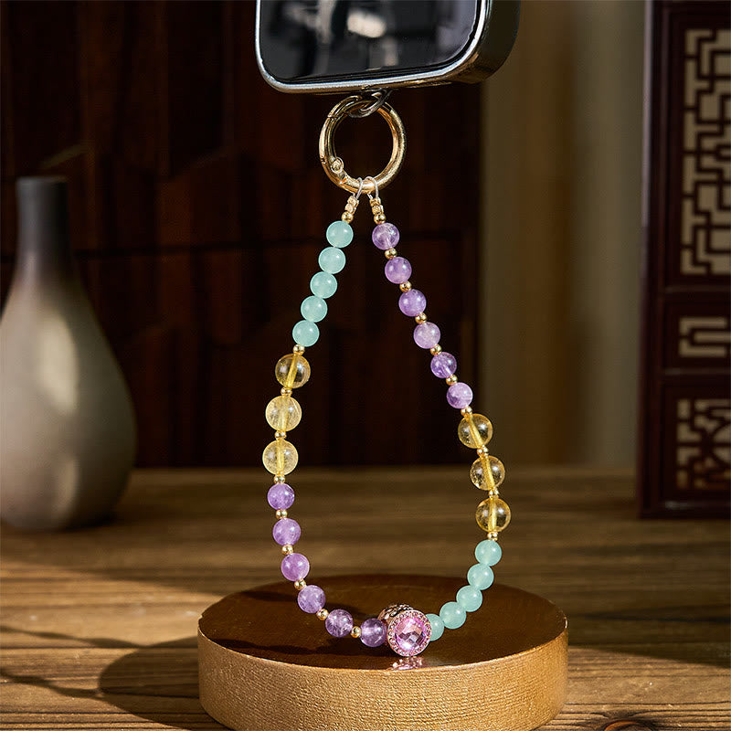 Nimara Ritual Amethyst Green Aventurine Spiritual Awareness Key Chain Phone Hanging Decoration