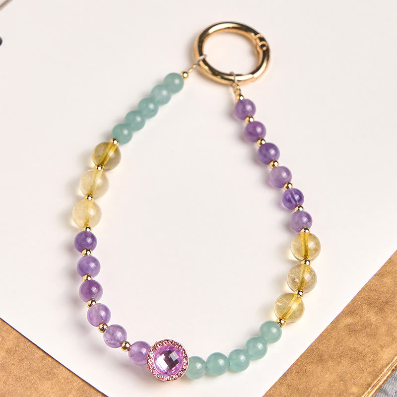 Nimara Ritual Amethyst Green Aventurine Spiritual Awareness Key Chain Phone Hanging Decoration