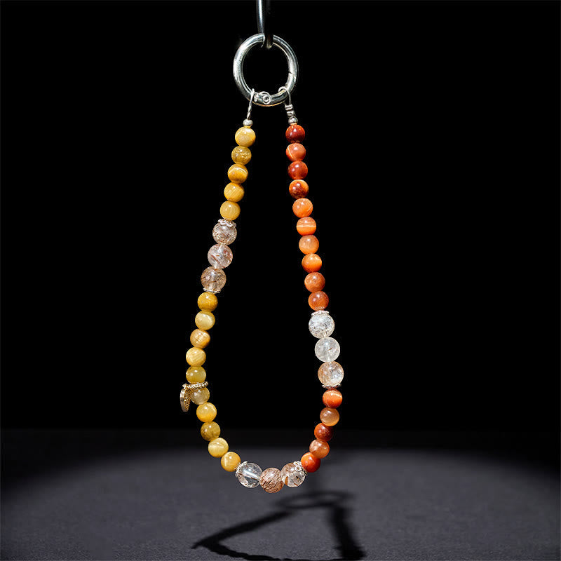 Nimara Ritual Golden Tiger Eye Red Tiger Eye Heart Charm Strength Key Chain Phone Hanging Decoration