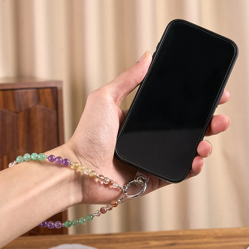 Nimara Ritual Fu Character Charm Super Seven Crystal Growth Key Chain Phone Hanging Decoration