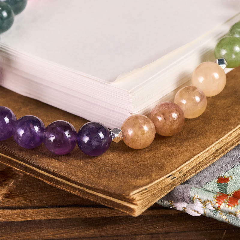 Nimara Ritual 8mm Natural Amethyst Balance Beaded Key Chain Phone Hanging Decoration