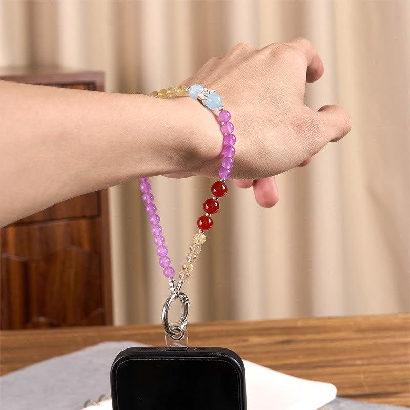 Nimara Ritual Purple Chalcedony Citrine Crown Beaded Harmony Key Chain Phone Hanging Decoration
