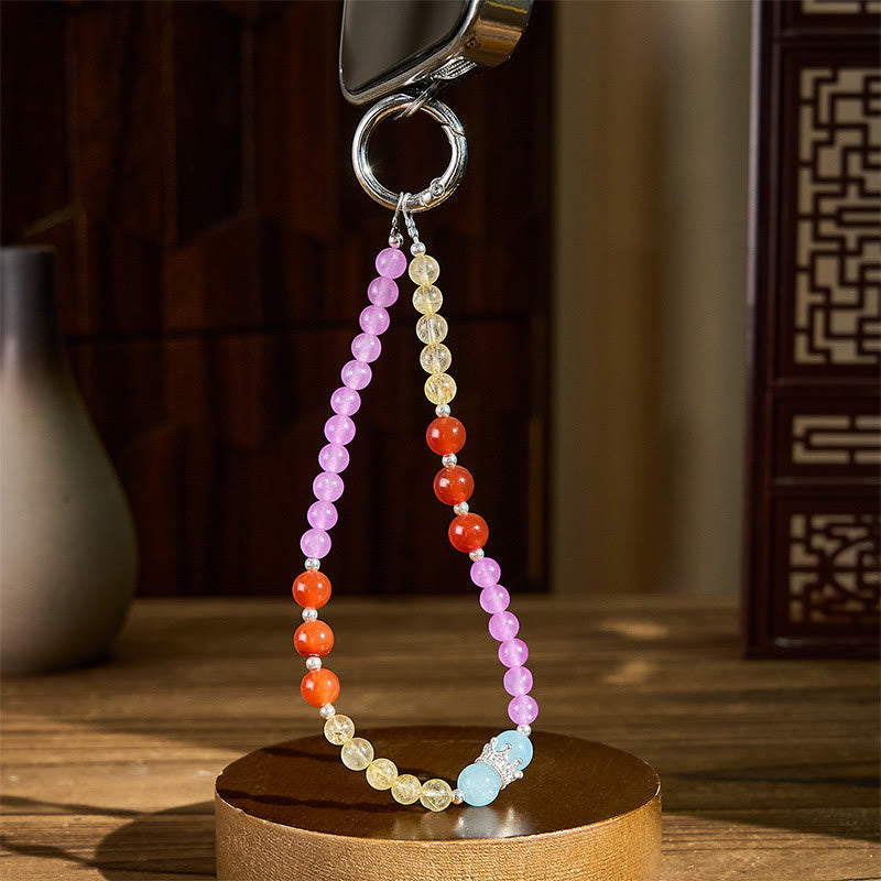 Nimara Ritual Purple Chalcedony Citrine Crown Beaded Harmony Key Chain Phone Hanging Decoration