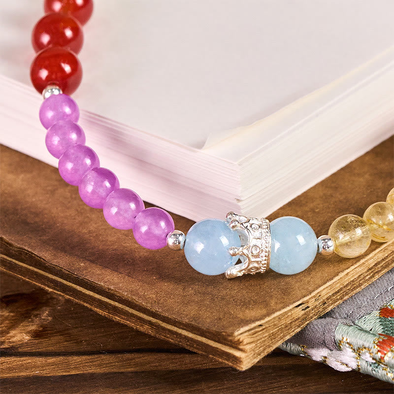 Nimara Ritual Purple Chalcedony Citrine Crown Beaded Harmony Key Chain Phone Hanging Decoration