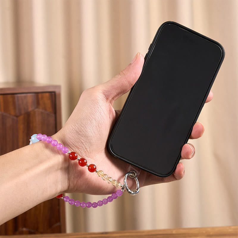 Nimara Ritual Purple Chalcedony Citrine Crown Beaded Harmony Key Chain Phone Hanging Decoration
