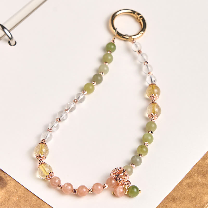 Nimara Ritual Cyan Jade White Crystal Harmony Beads Key Chain Phone Hanging Decoration
