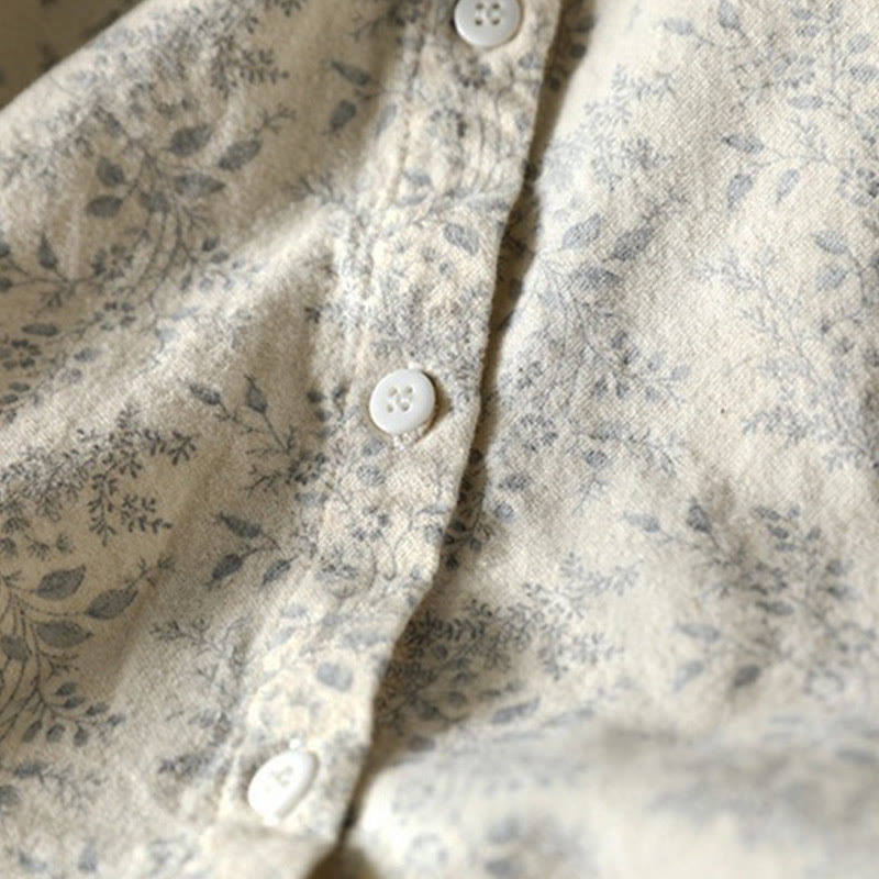 Nimara Ritual Fall Floral Print Design Buttons Women's Cotton Long Sleeve Shirt