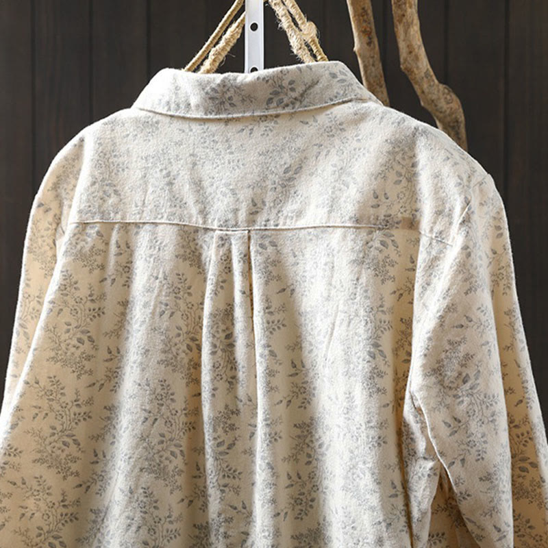 Nimara Ritual Fall Floral Print Design Buttons Women's Cotton Long Sleeve Shirt