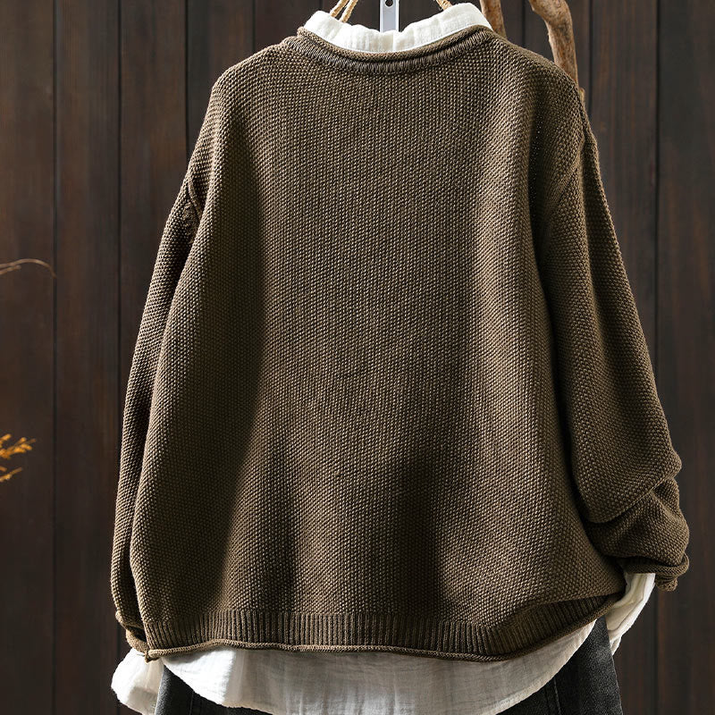 Nimara Ritual Fall Floral Buttons Cotton Women's Long Sleeve Knitted Cardigan Sweater