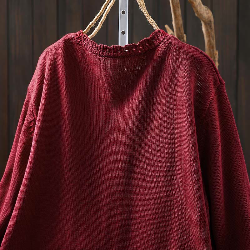 Nimara Ritual Fall Lace Buttons Cotton Women's Long Sleeve Knitted Cardigan Sweater With Pockets