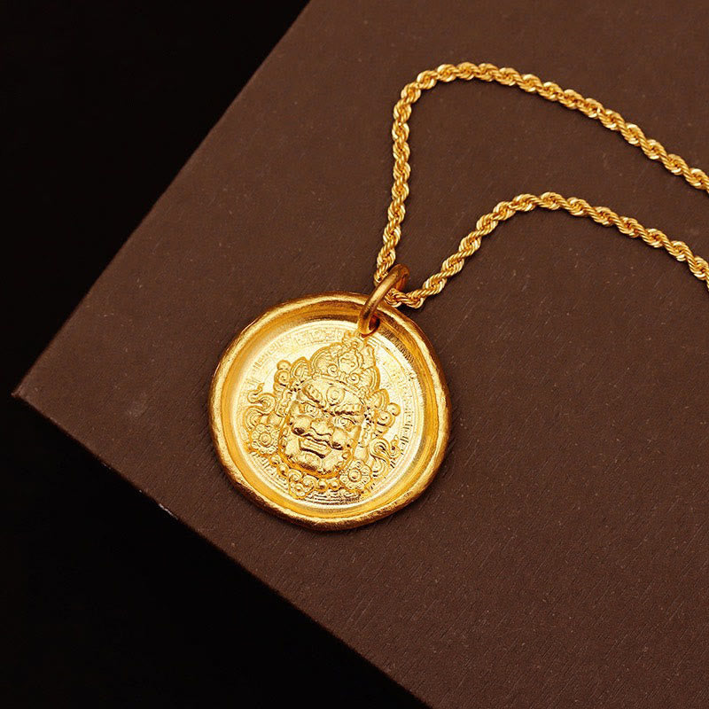 Nimara Ritual 24k Gold Plated Brass Yellow Jambhala Prosperity Protection Chain Pendant Necklace