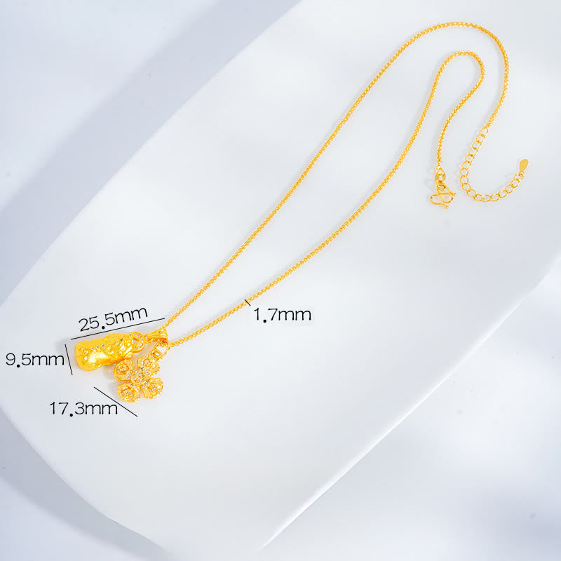 Nimara Ritual 24k Gold Plated Brass Pixiu Cross Dorje Vajra Wealth Chain Pendant Necklace