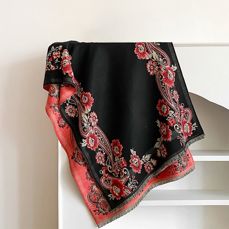 Nimara Ritual Fall Cashew Flower Vines Pattern Warm Cozy Scarf Shawl