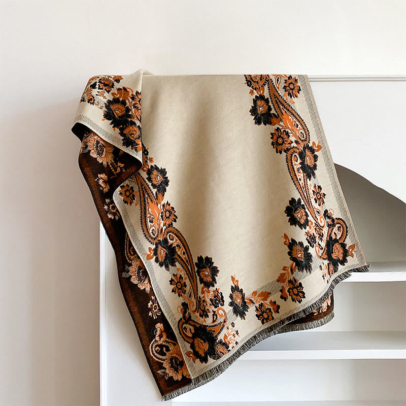 Nimara Ritual Fall Cashew Flower Vines Pattern Warm Cozy Scarf Shawl