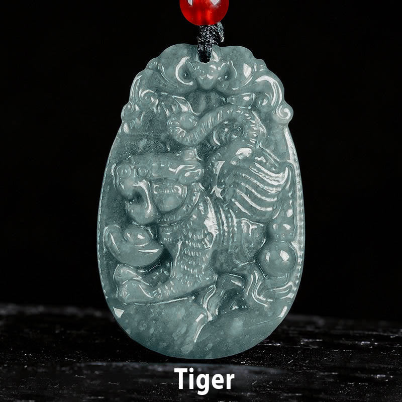 Nimara Ritual Chinese Zodiac Jade Year of the Horse Luck Rope Necklace Pendant