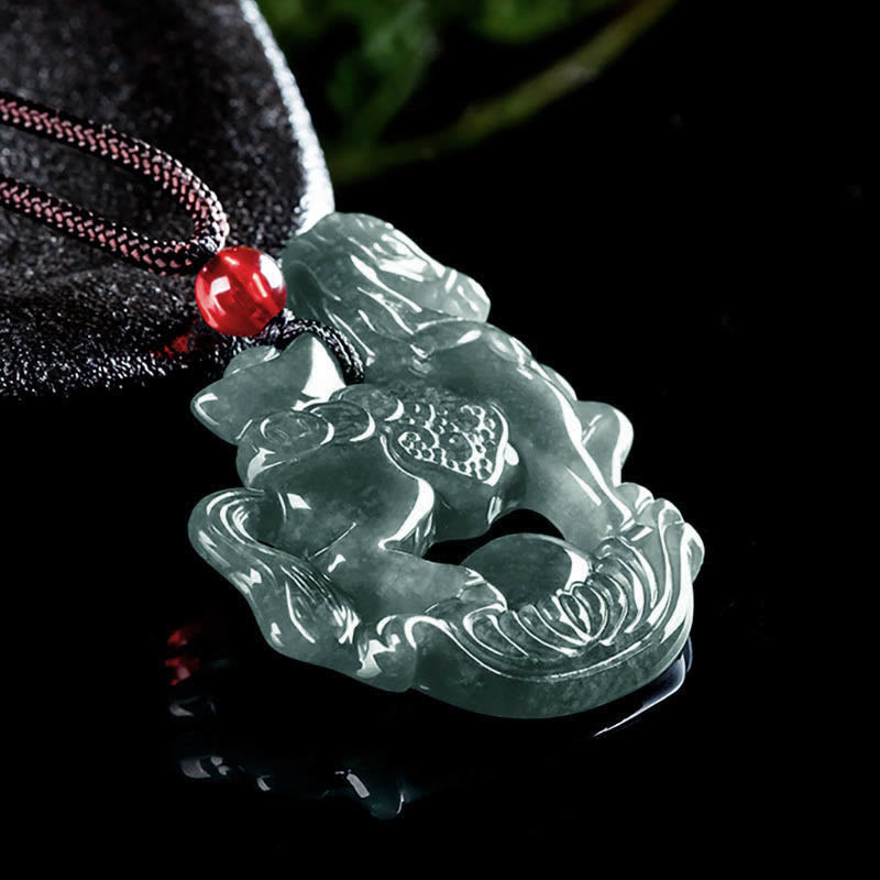 Nimara Ritual Year of the Horse Jade Ingot Luck Prosperity Rope Necklace Pendant