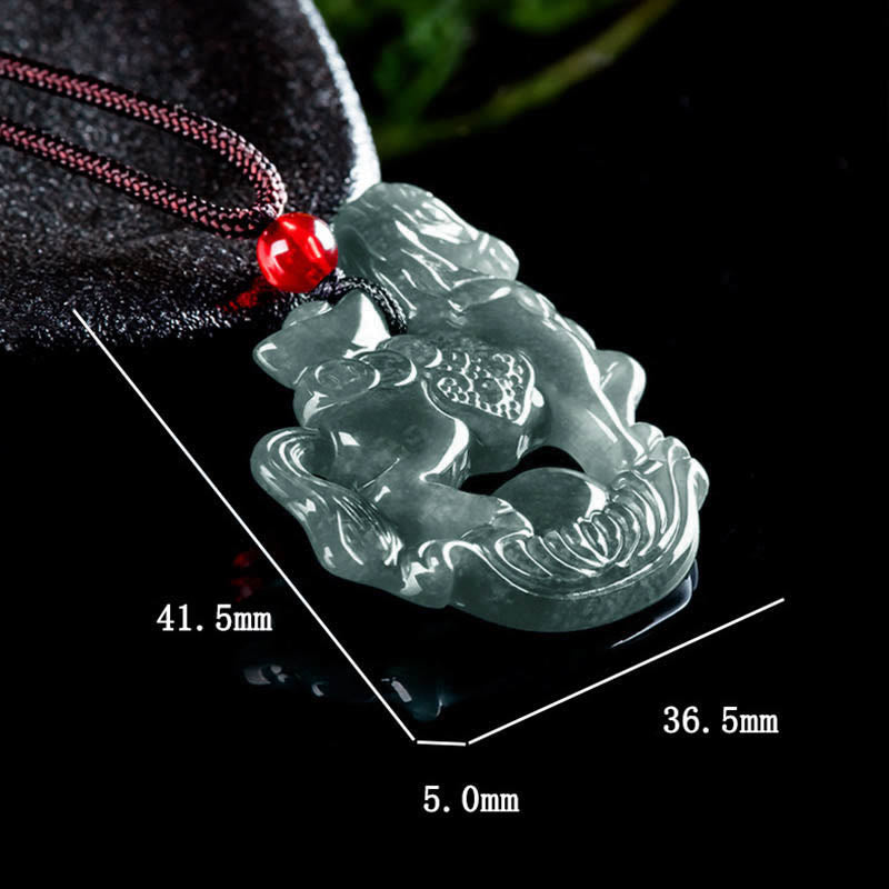 Nimara Ritual Year of the Horse Jade Ingot Luck Prosperity Rope Necklace Pendant