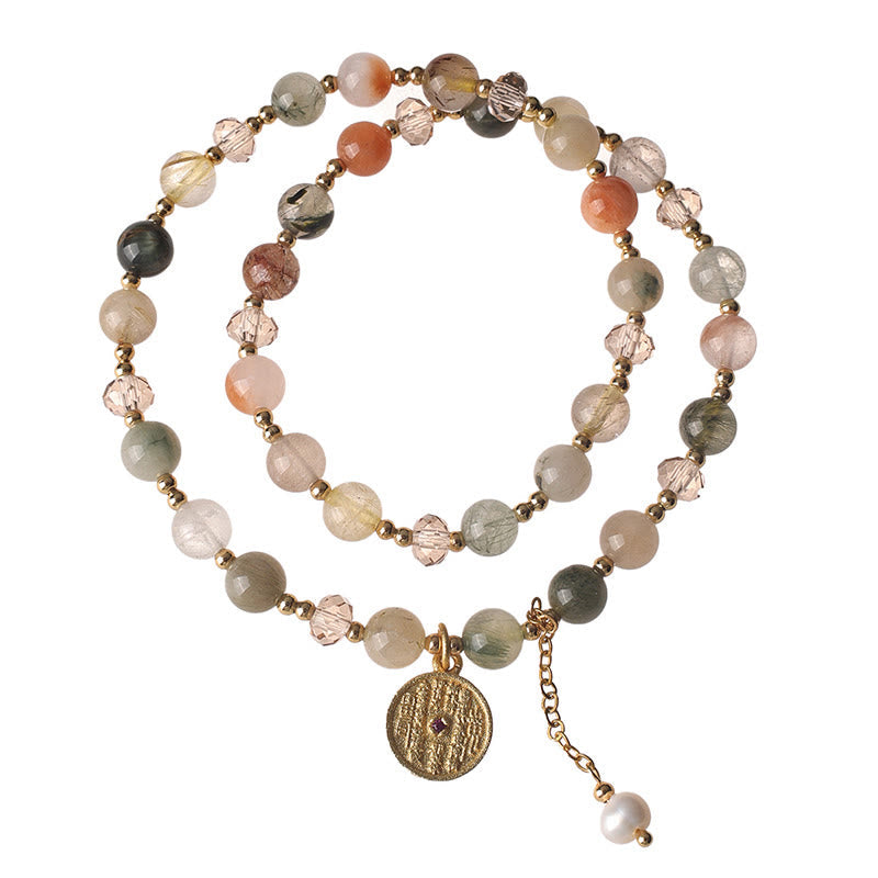 Nimara Ritual Colorful Rutilated Quartz Copper Auspiciousness Double Wrap Bracelet