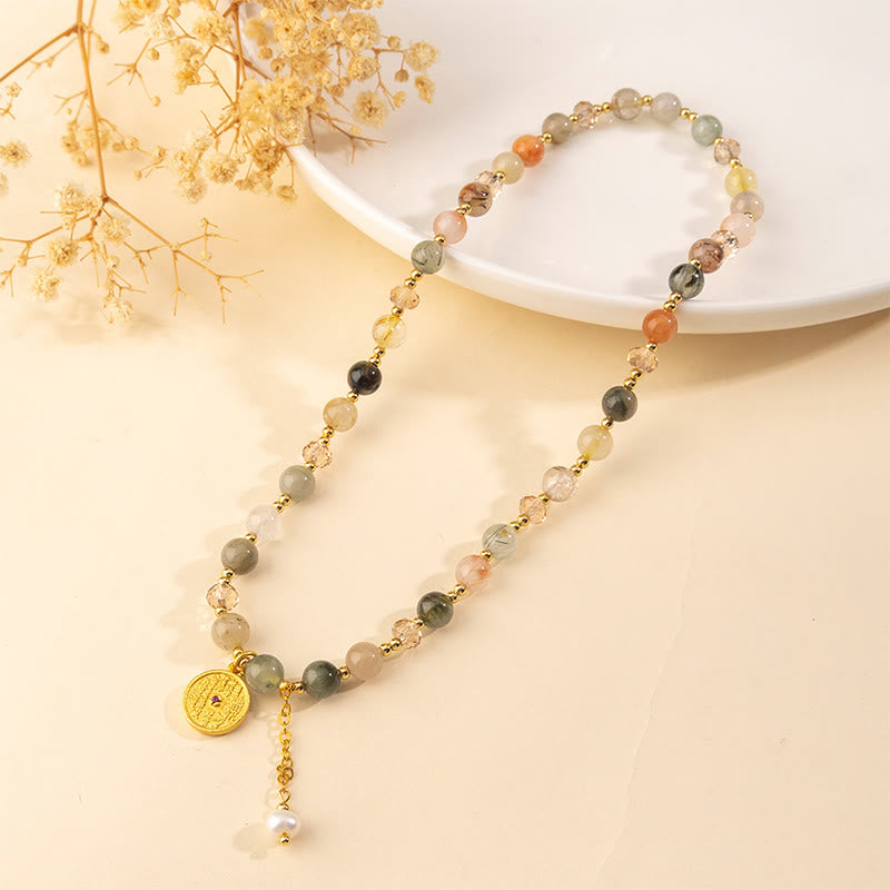 Nimara Ritual Colorful Rutilated Quartz Copper Auspiciousness Double Wrap Bracelet