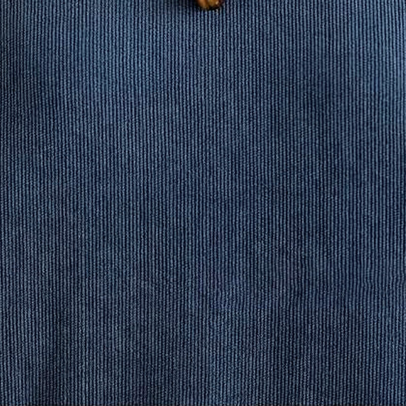 Nimara Ritual Fall Plain DarkBlue Long Sleeve Corduroy Midi Dress With Pockets