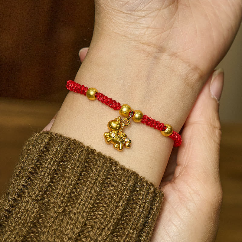 Nimara Ritual Golden Year Of The Horse Red String Copper Strength Braided Bracelet