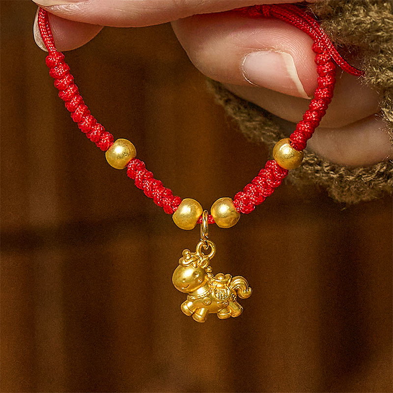 Nimara Ritual Golden Year Of The Horse Red String Copper Strength Braided Bracelet