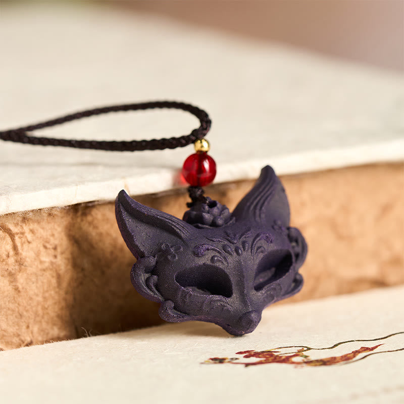 Nimara Ritual Fox Mask Butterfly Taotie Peace Buckle Fortune Necklace Pendant