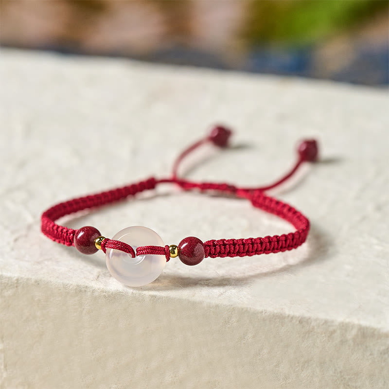Nimara Ritual Peace Buckle White Agate Flat Knot Diamond Knot Red String Connection Bracelet