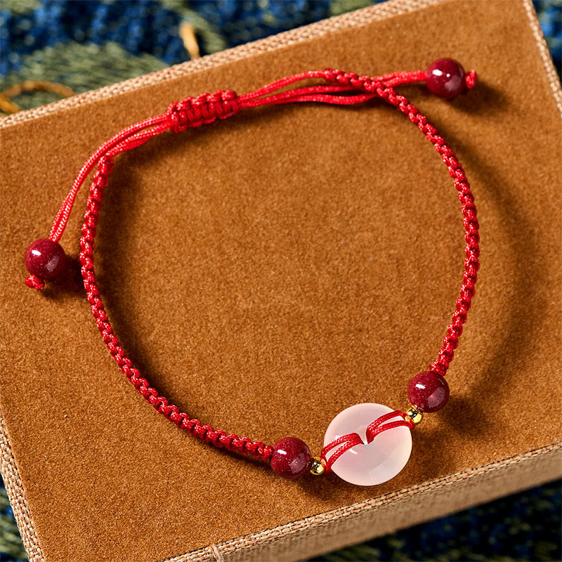 Nimara Ritual Peace Buckle White Agate Flat Knot Diamond Knot Red String Connection Bracelet