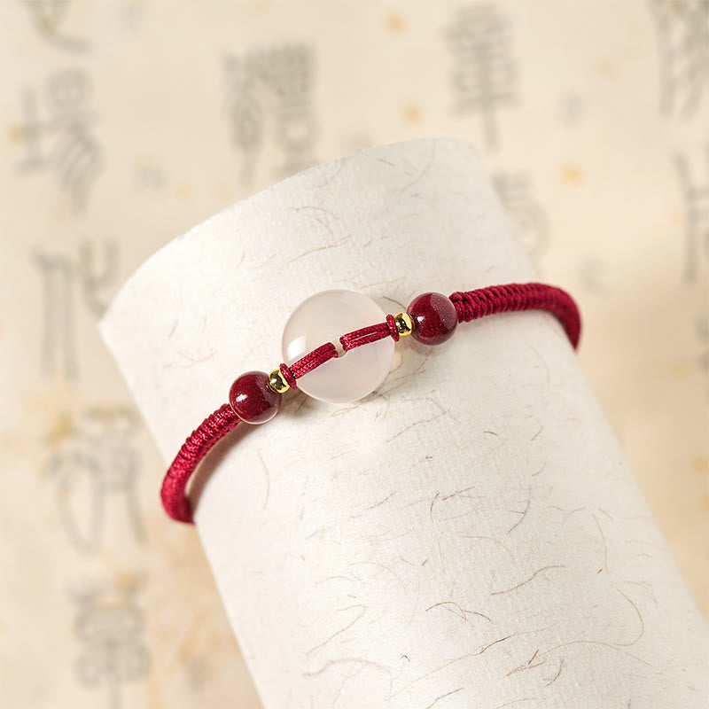 Nimara Ritual Peace Buckle White Agate Flat Knot Diamond Knot Red String Connection Bracelet