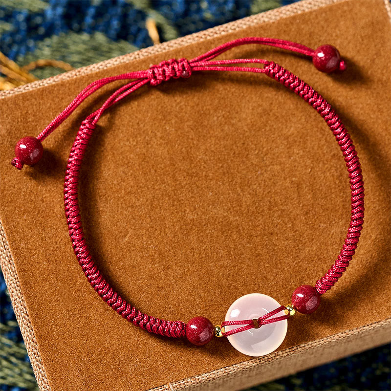 Nimara Ritual Peace Buckle White Agate Flat Knot Diamond Knot Red String Connection Bracelet