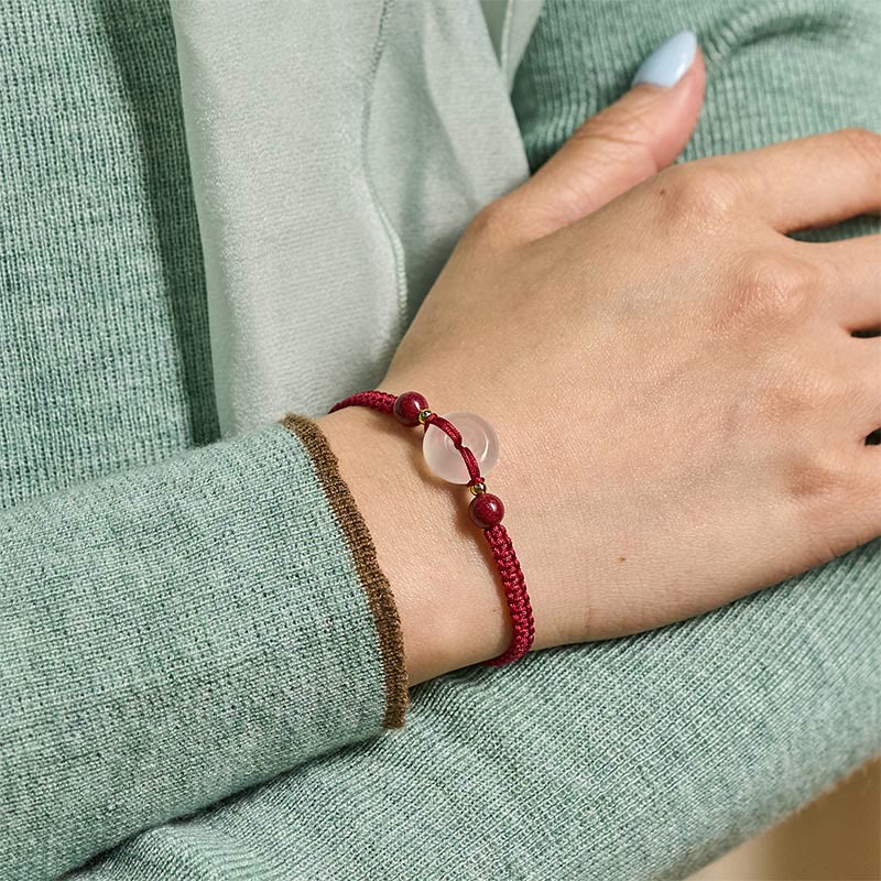 Nimara Ritual Peace Buckle White Agate Flat Knot Diamond Knot Red String Connection Bracelet