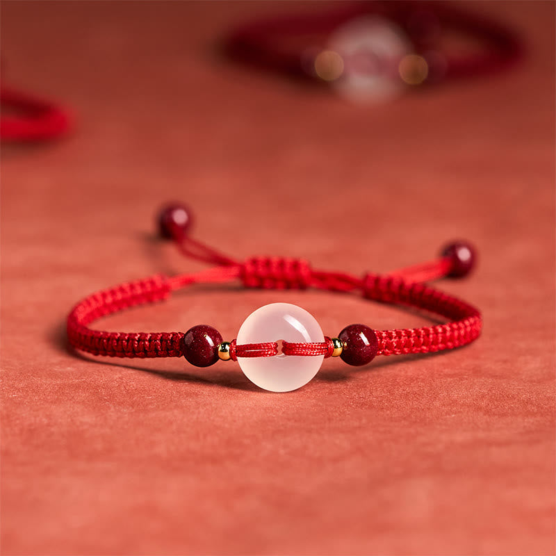 Nimara Ritual Peace Buckle White Agate Flat Knot Diamond Knot Red String Connection Bracelet