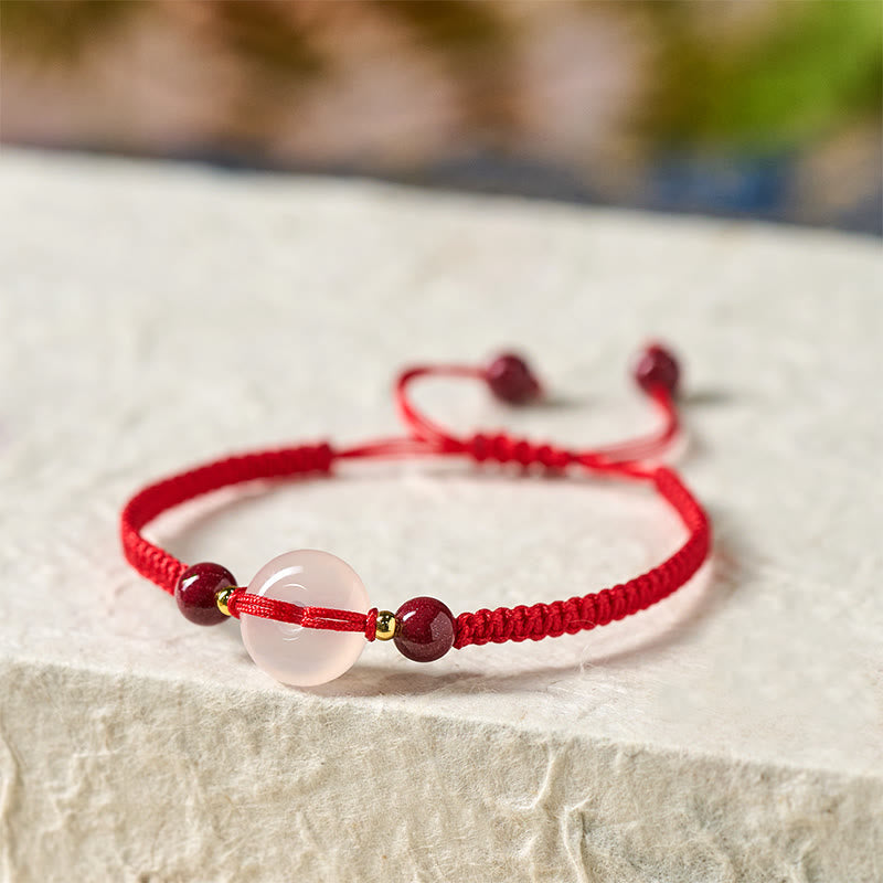 Nimara Ritual Peace Buckle White Agate Flat Knot Diamond Knot Red String Connection Bracelet