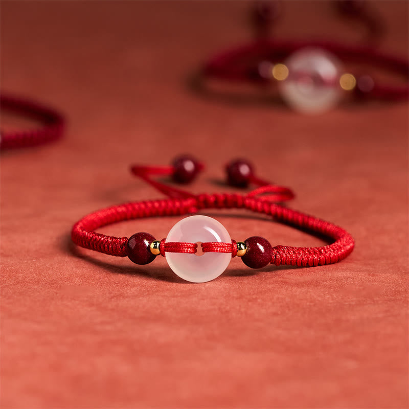 Nimara Ritual Peace Buckle White Agate Flat Knot Diamond Knot Red String Connection Bracelet