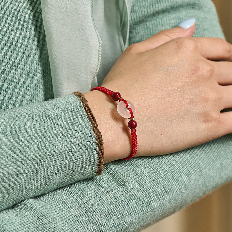 Nimara Ritual Peace Buckle White Agate Flat Knot Diamond Knot Red String Connection Bracelet
