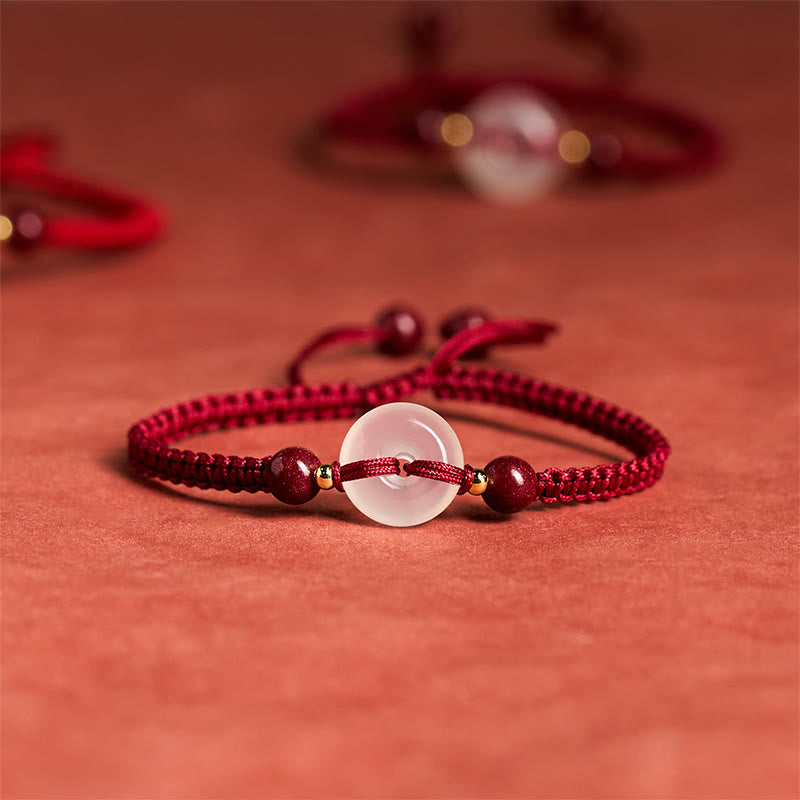 Nimara Ritual Peace Buckle White Agate Flat Knot Diamond Knot Red String Connection Bracelet